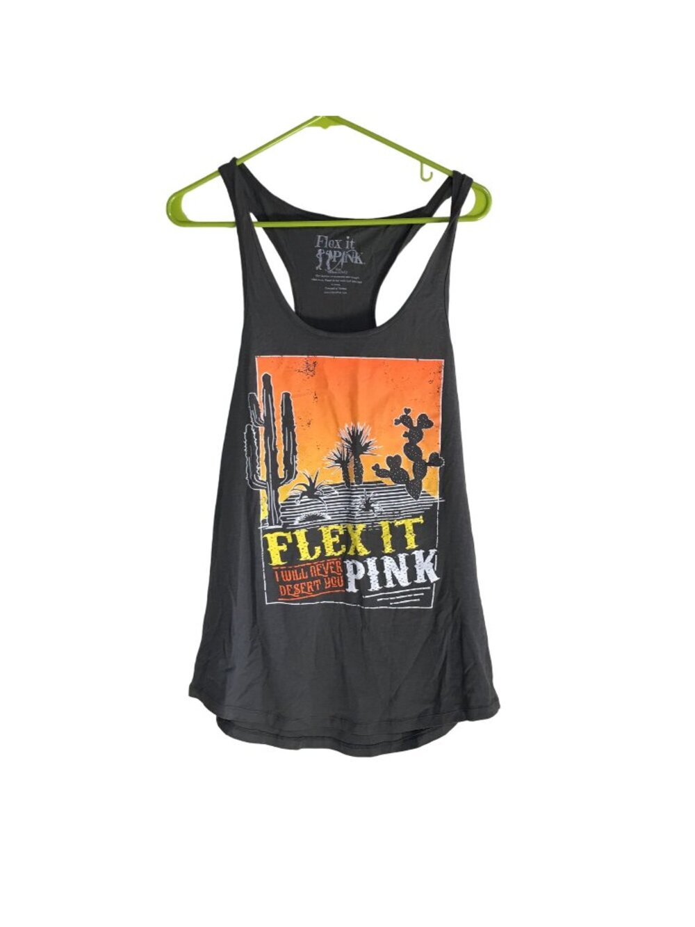 FLEX IT PINK I WILL NEVER DESERT YOU GRAPHIC TANK TOP WOMENS SIZE XL